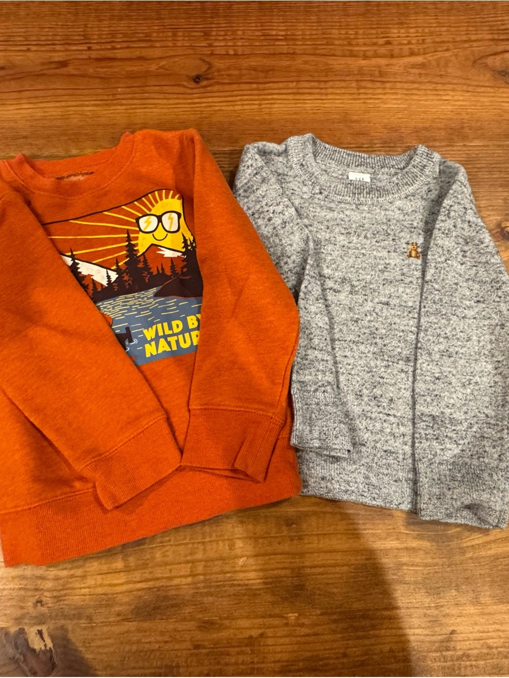 GAP Orange Graphic Crewneck & Gray Knit Sweater Set for Kids